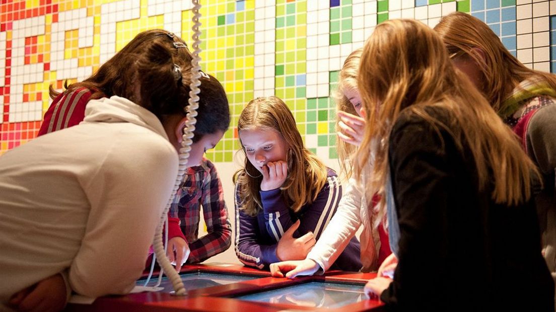 Kinderen in het Universiteitsmuseum.