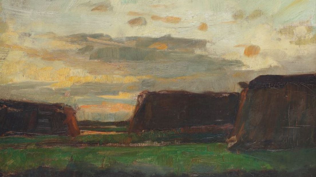 Piet Mondriaan (1872-1944), Drie hooibalen in een veld, 1907. Afbeelding: Villa Mondriaan