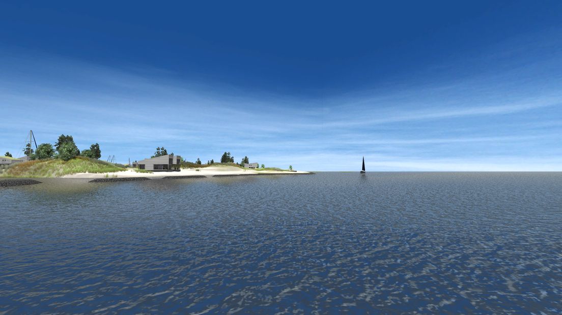 Animatie van hoe de eilandjes van Brouwerseiland eruit zouden komen te zien