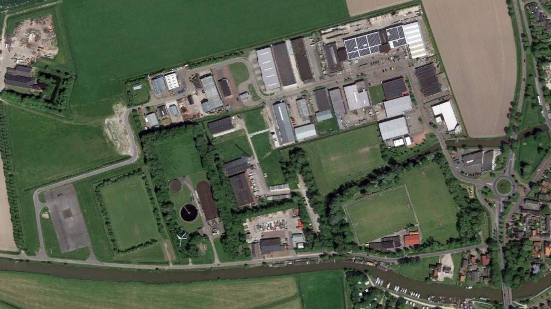 Industrieterrein Het Aanleg in Winsum van bovenaf