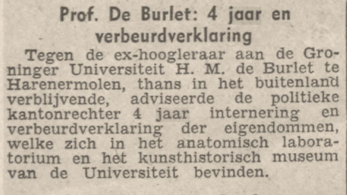 19 november 1949 werd de Burlet veroordeeld