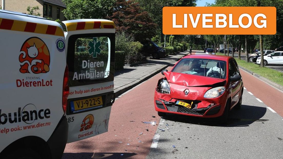 In Barneveld is een personenauto achterop een dierenambulance gebotst.