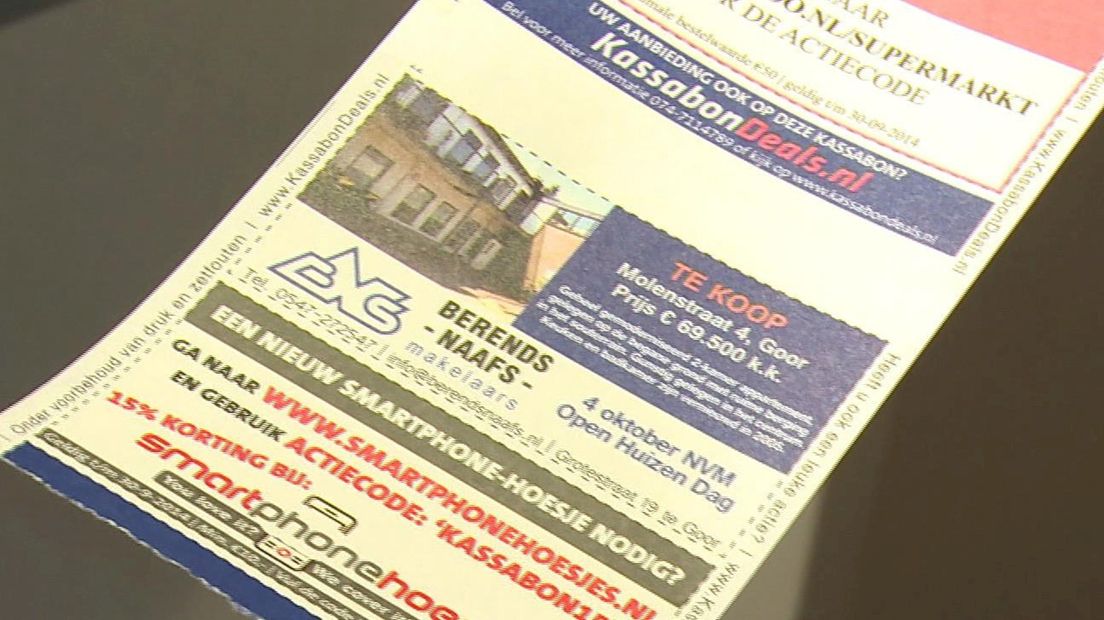 Makelaar adverteert op kassabon