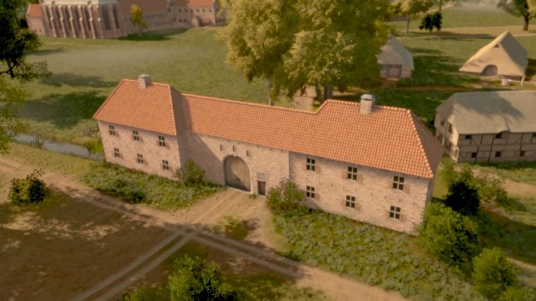 Het poortgebouw met op de achtergrond het klooster