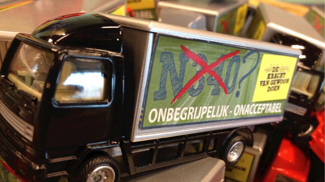 woensdag protesteerde de gemeente Hardenberg al met vrachtwagens tegen de aanpassing van de plannen voor de N340
