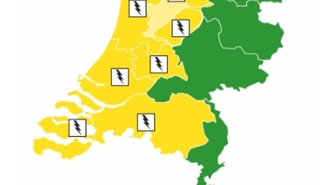 Code geel voor de kustprovincies