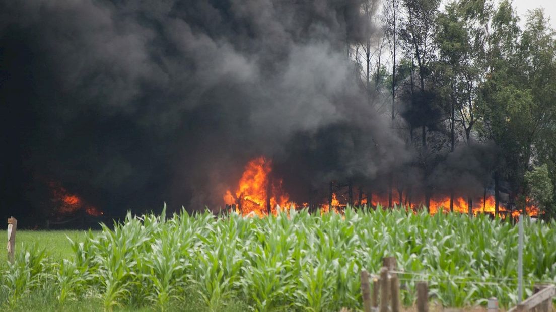 Brand legt schuur in Mariënheem in de as