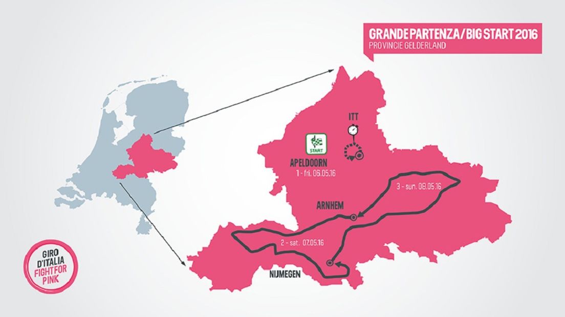 De Giro d'Italia, die dit jaar door Gelderland trok, heeft de organisatie een verlies van vier ton opgeleverd. Dat is dinsdag bekend gemaakt tijdens de evaluatie van het wielerevenement in Papendal.
