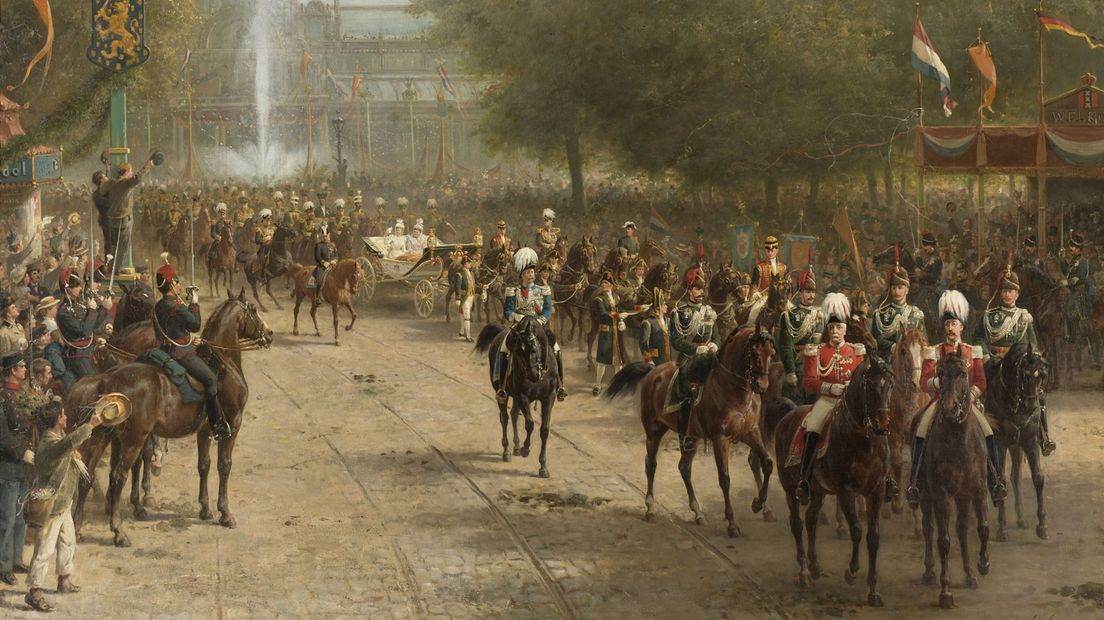 Het Frederiksplein te Amsterdam tijdens de intocht van koningin Wilhelmina, 5 september 1898
