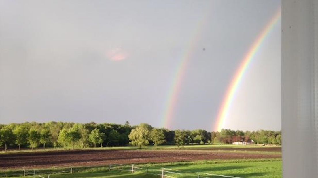 Dubbele regenboog ni Haaksbergen, vanavond