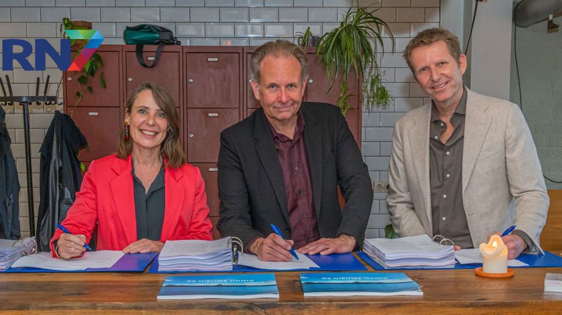 v.l.n.r.: Jeanet van Antwerpen (BPD in OBW), Noël Vergunst (namens gemeente in OBW) en Eric-Jan de Rooij (partners Lingotto)