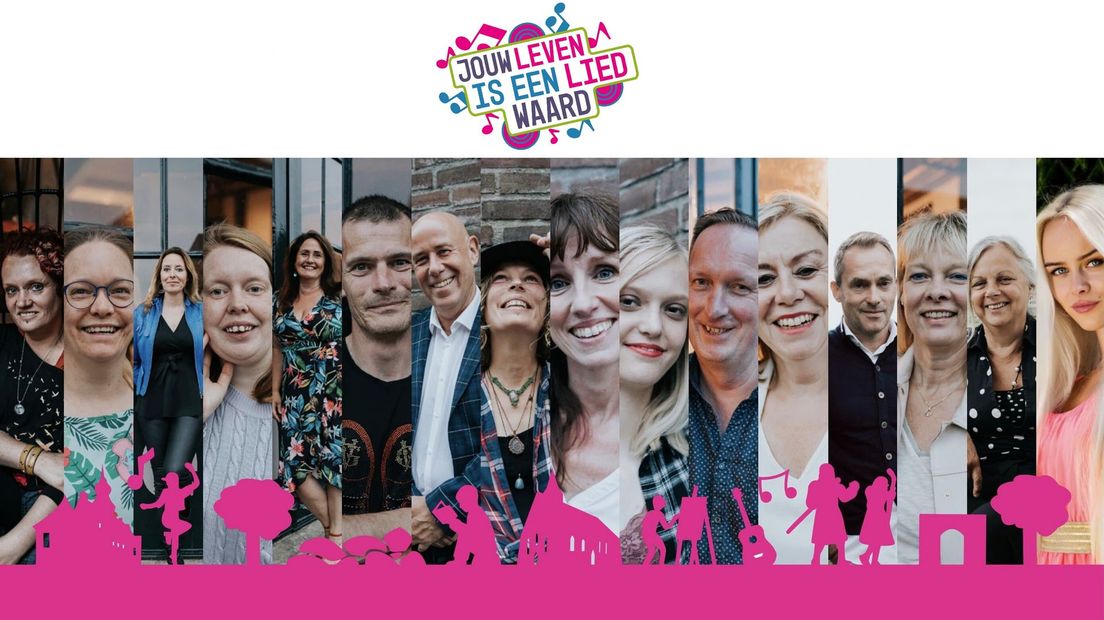 Deelnemers van het project 'Jouw leven is een lied waard' op een rij