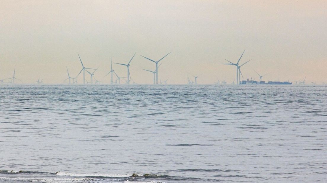 Een windpark op de Noordzee