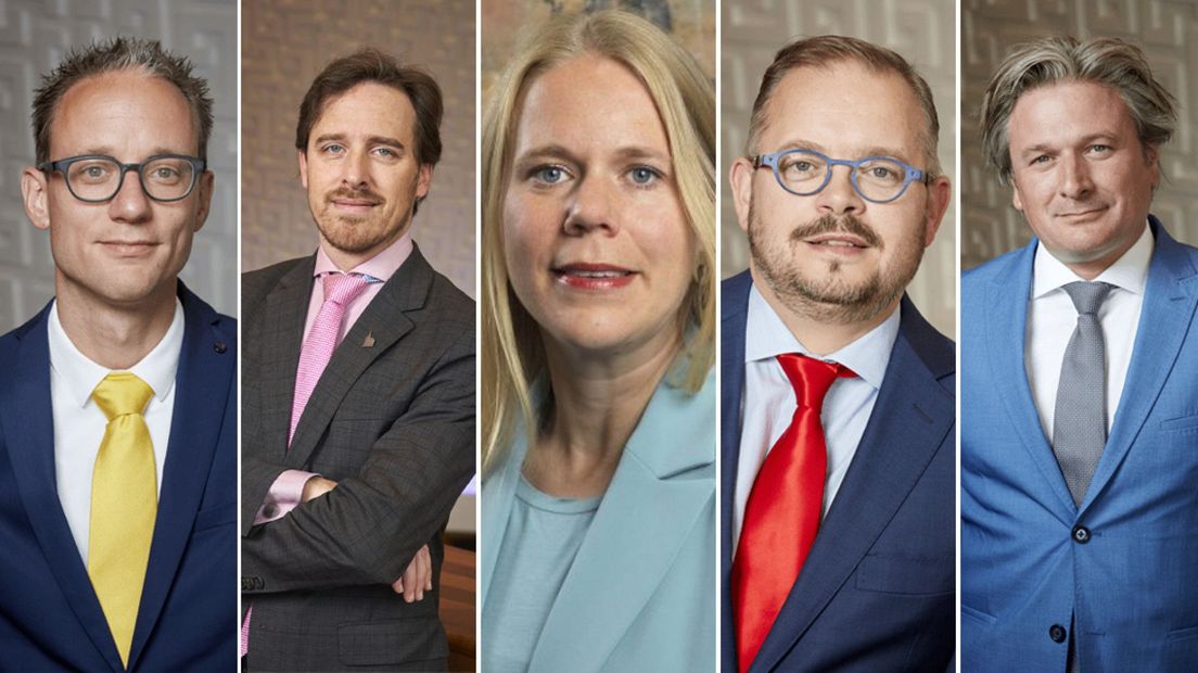 V.l.n.r.: Thierry van Vugt, Michel Klijmij, Anna van Popering, Rogier Tetteroo, Michiel Bunnik
