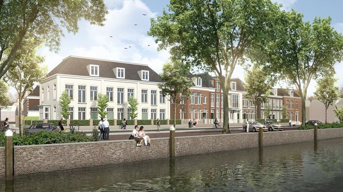 Artist impression van de woningen op het terrein van voormalig ziekenhuis Zwolle