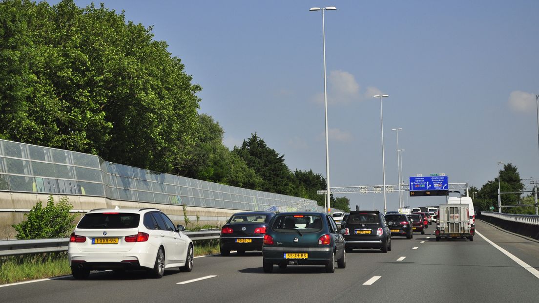 De A12 vanuit Den Haag richting Utrecht