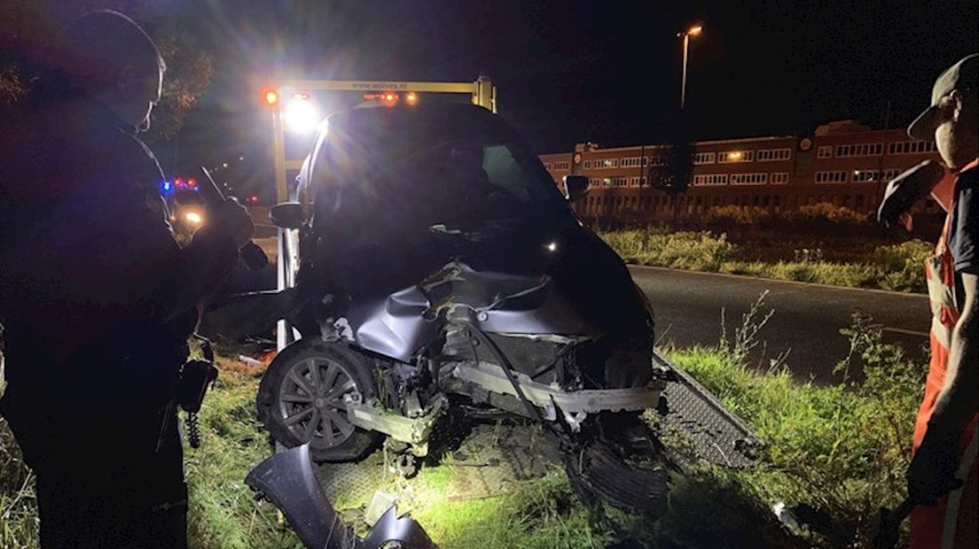 De auto van PEC-trainer Stegeman na het ongeval