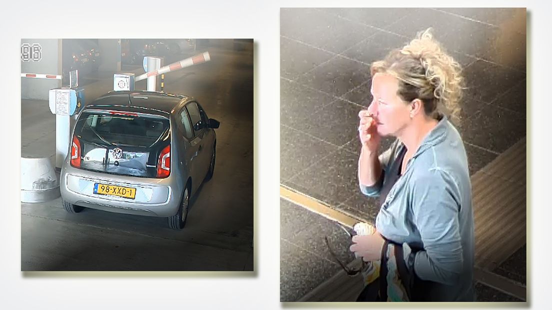 Beelden van de auto en Mieke Kuijpers op de dag van haar verdwijning.