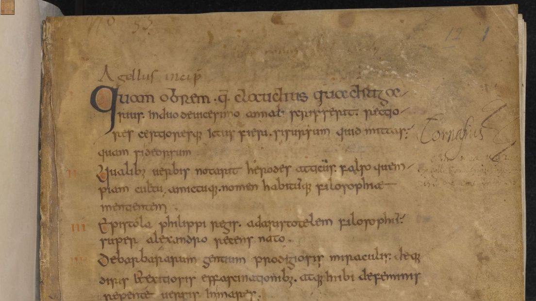 Een pagina uit Attische Nachten