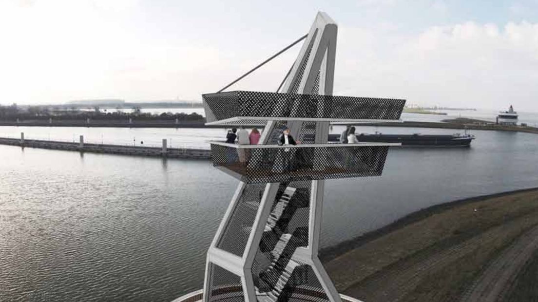 Het originele ontwerp voor de uitkijktoren bij Terneuzen