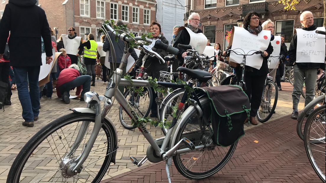 Ook vorig jaar was er in Utrecht een fietsprotest tegen de bomenkap