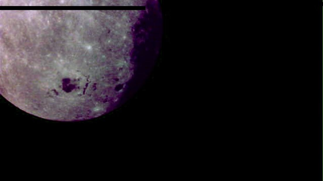 Foto van de maan, gemaakt door de Dwingeloo telescoop (foto CAMRAS)