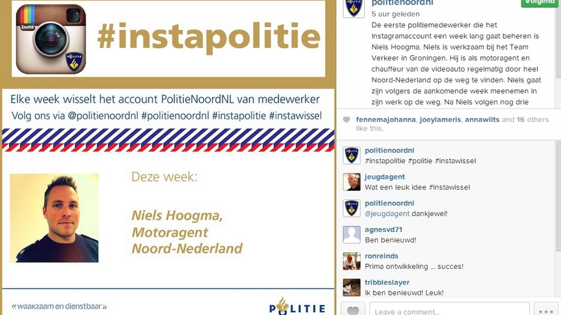 Agent Niels Hoogma op Instagram