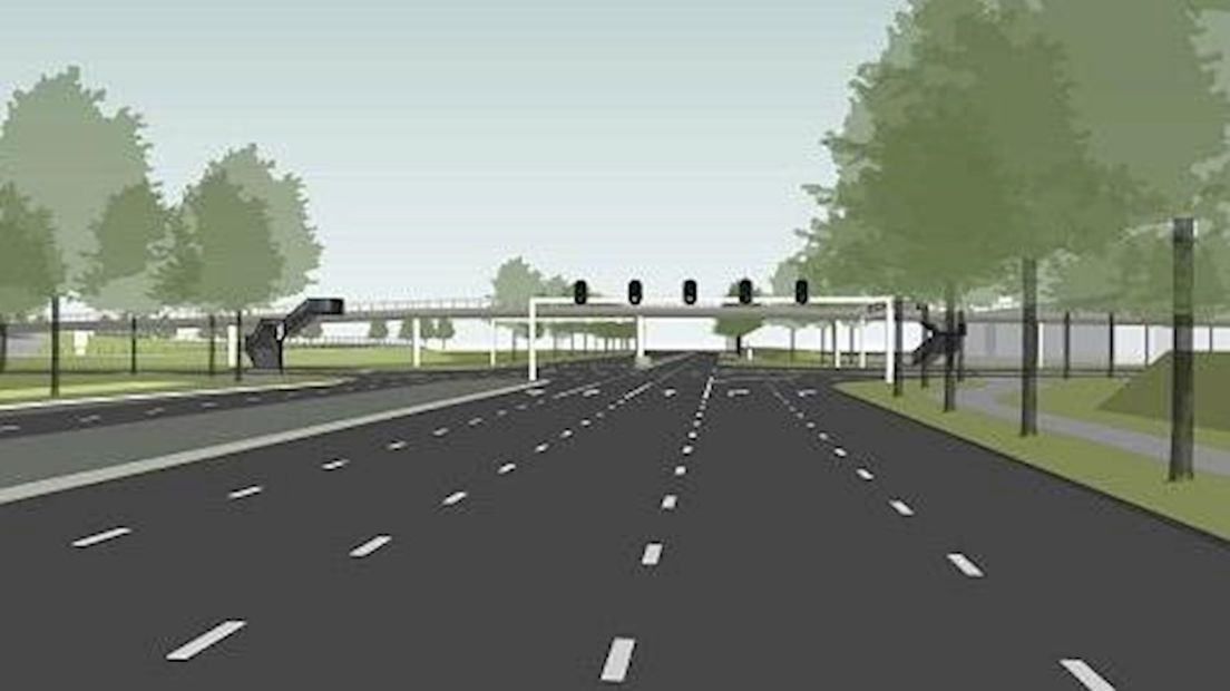 Impressie van de fietsbrug en de N35