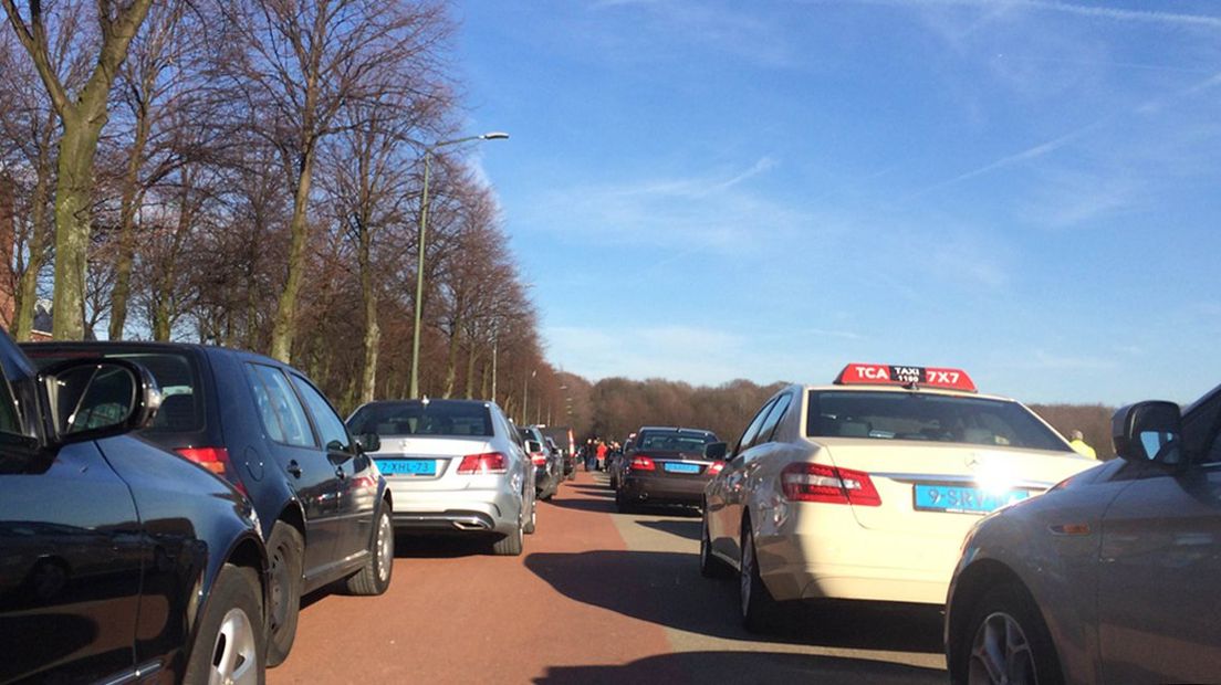 Taxichauffeurs demonstreren in 2015 op het Malieveld.