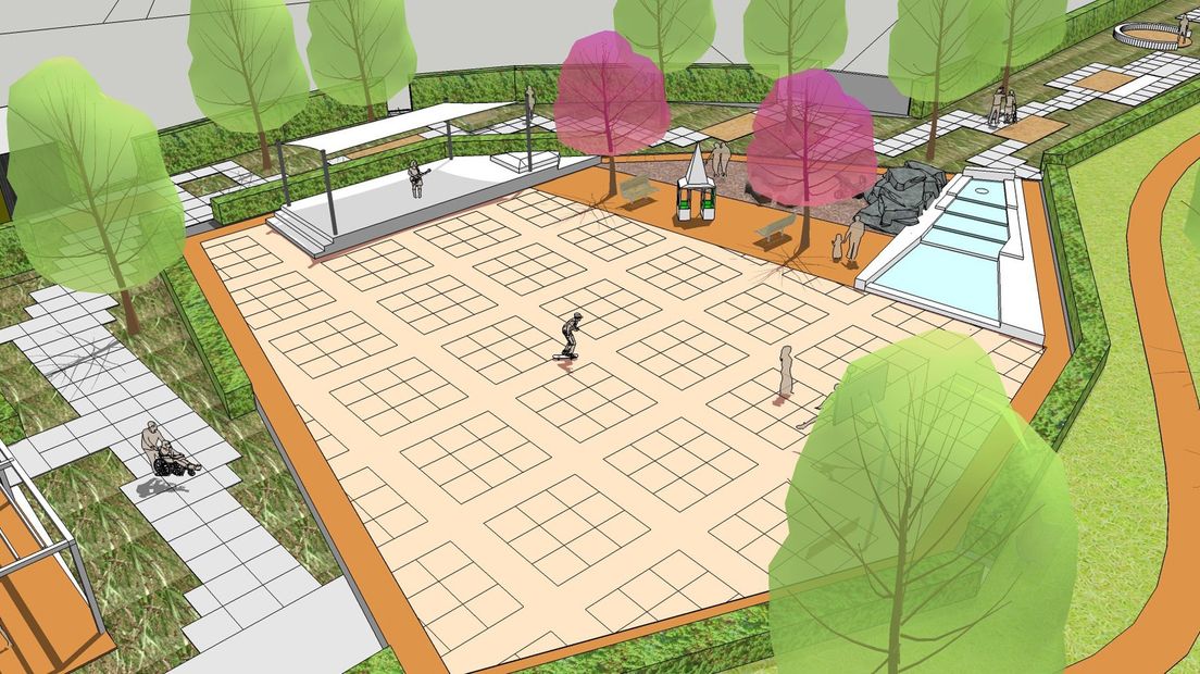 Een impressie van het nieuwe dorpsplein in Woldendorp