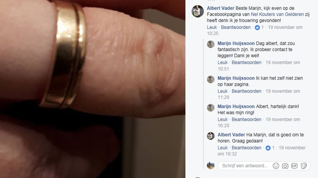 Wanhopige Middelburger vindt trouwring terug via Facebook