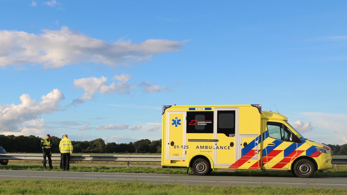 Hulpdiensten op de plek van de aanrijding op de A7