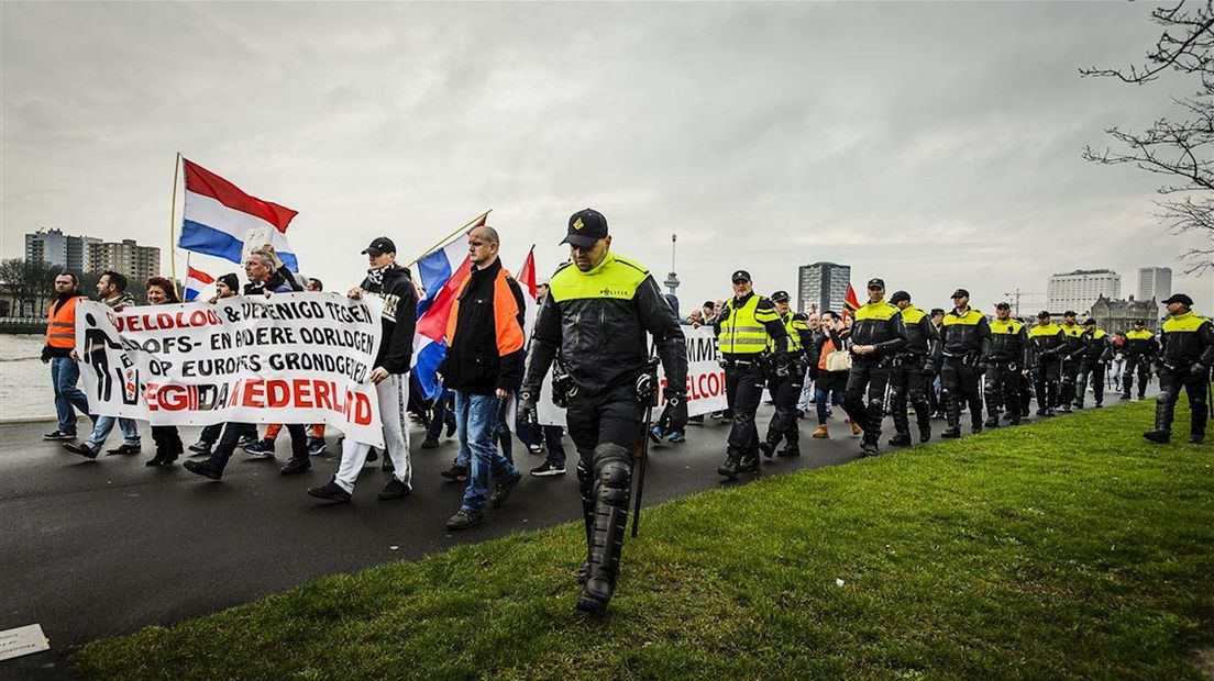 Bij eerdere demonstraties in Nederland werd veel politie ingezet
