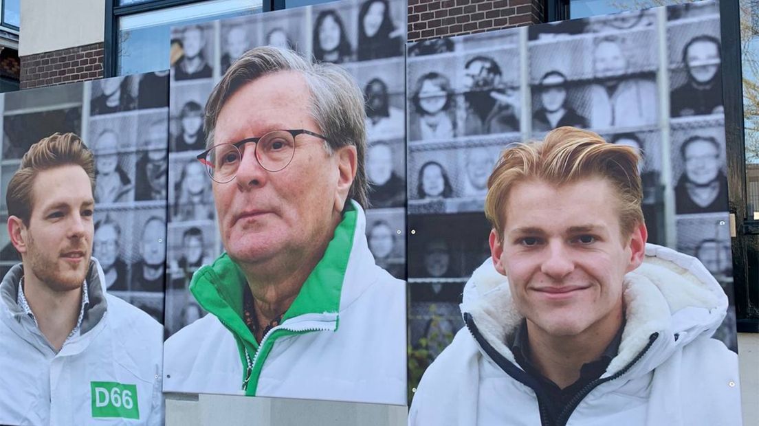 De top-drie van D66 in de tuin van lijsttrekker Klaas Pals