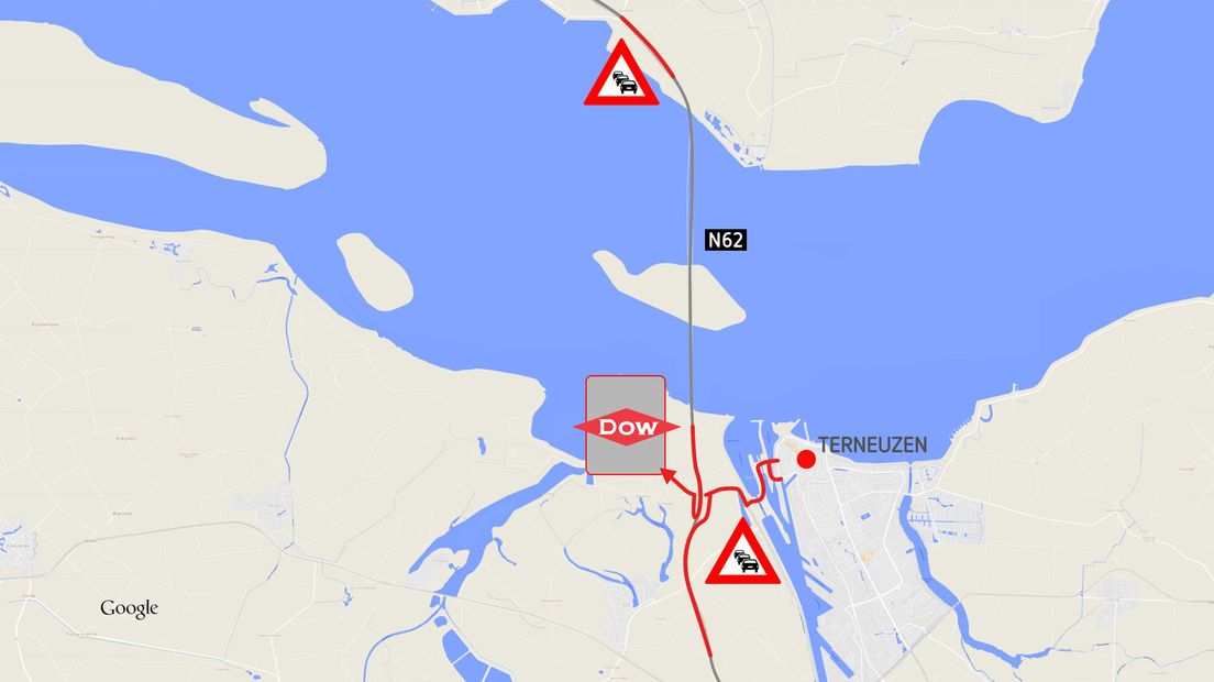 Het stond maandagochtend vast rond Dow in Terneuzen.