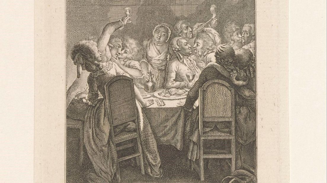 Uitbundig gezelschap in een bordeel, Daniel Nikolaus Chodowiecki, 1787