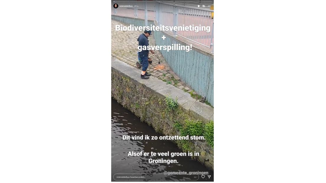 Screenshot uit een van de video's die Middelbos op Instagram plaatste