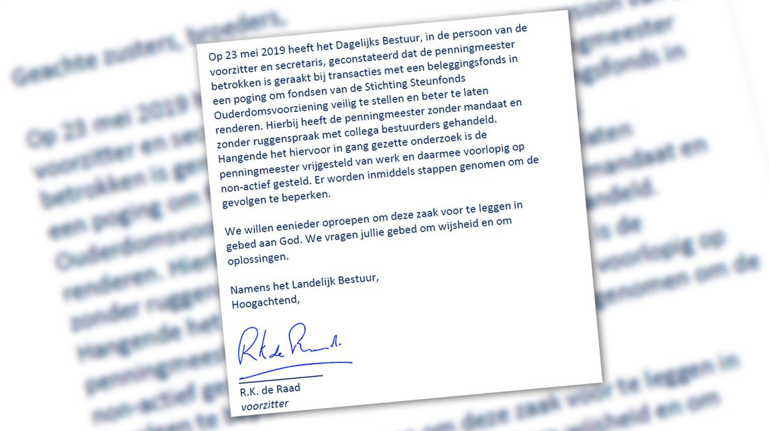 Brief over penningmeester
