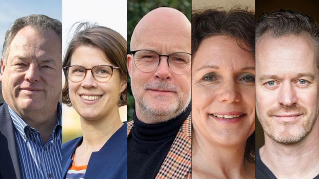 V.l.n.r.: Hans Klopstra, Susan Ketner, Wiebe Claus, Nathalie Kramers en Jan de Vries