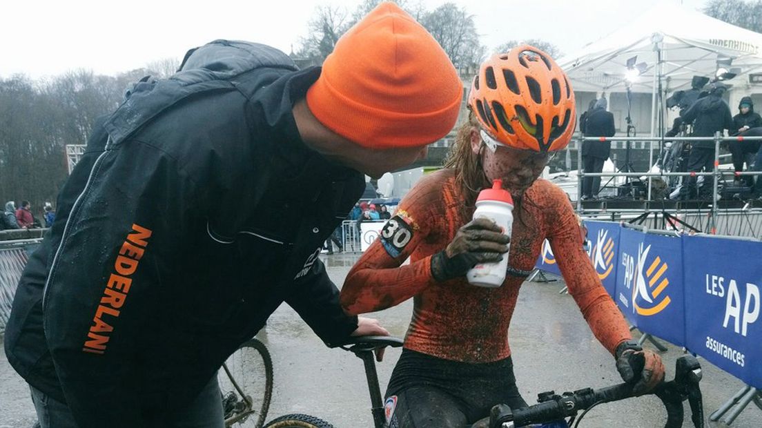 Puck Pieterse, na afloop van haar debuut bij de Elite-Vrouwen