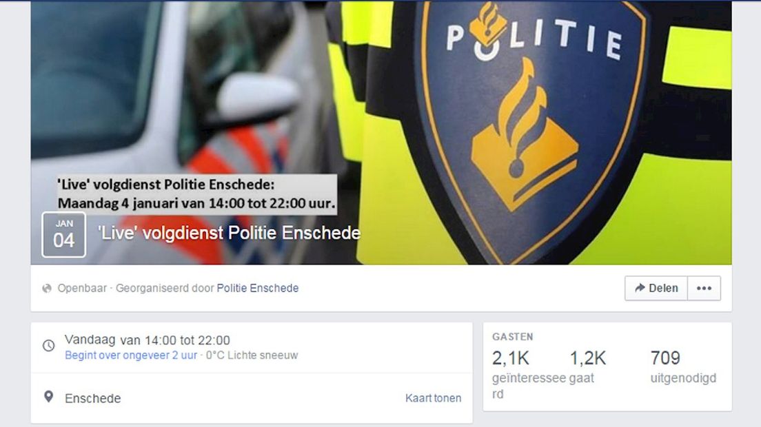 Kijk Via Facebook Mee Met Een Avonddienst Van Politie Enschede - RTV Oost