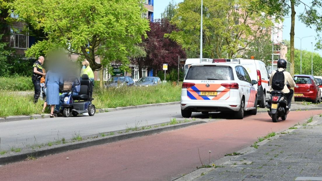 Politie op de plek van de aangereden hond