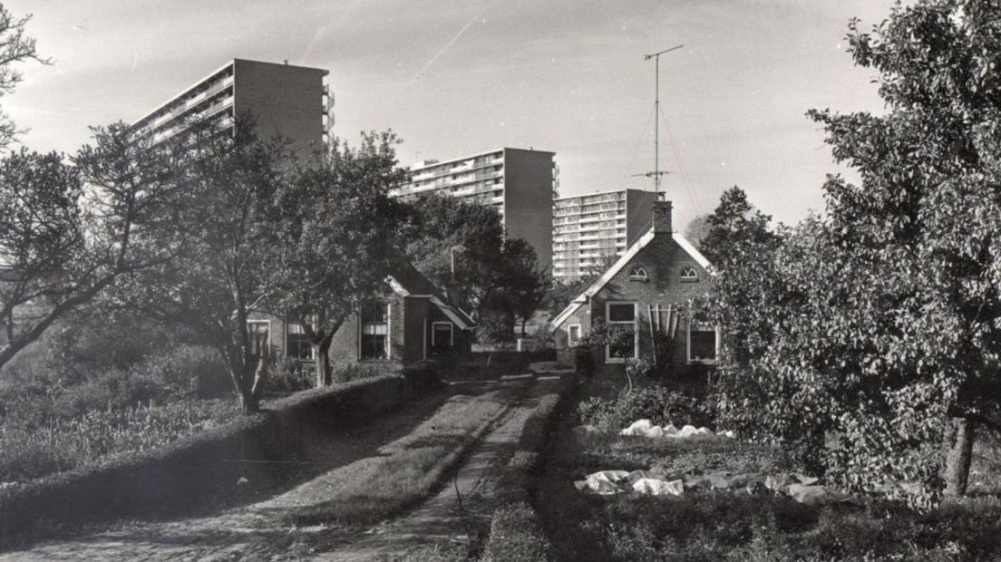 De woningen Peelo 1 en Peelo 3, nu kruising Europaweg, oktober 1970
