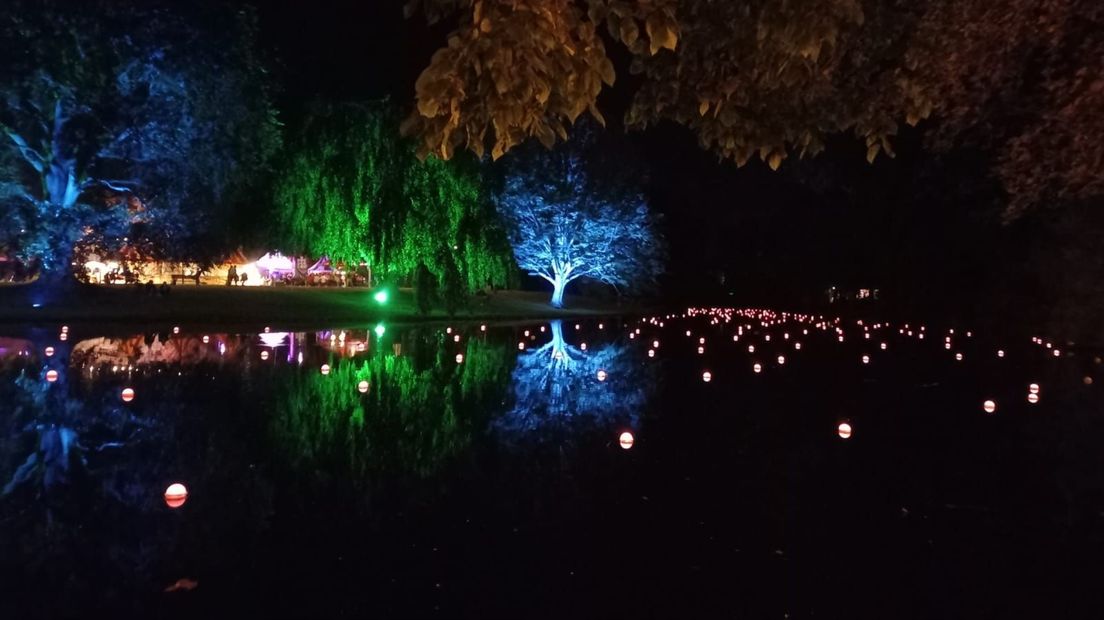 Later op de avond zag de vijver er zo uit