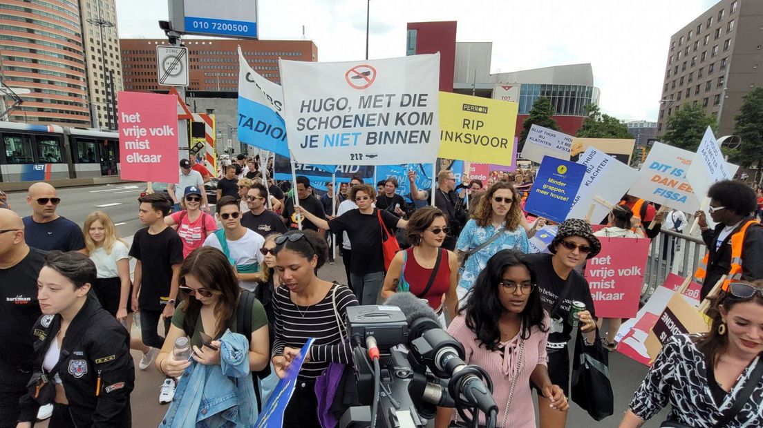 Demonstranten in Rotterdam