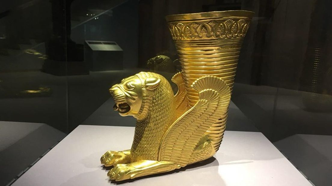Het topstuk van de tentoonstelling is een gouden drinkbeker uit de periode van Koning Darius (Rechten: RTV Drenthe)