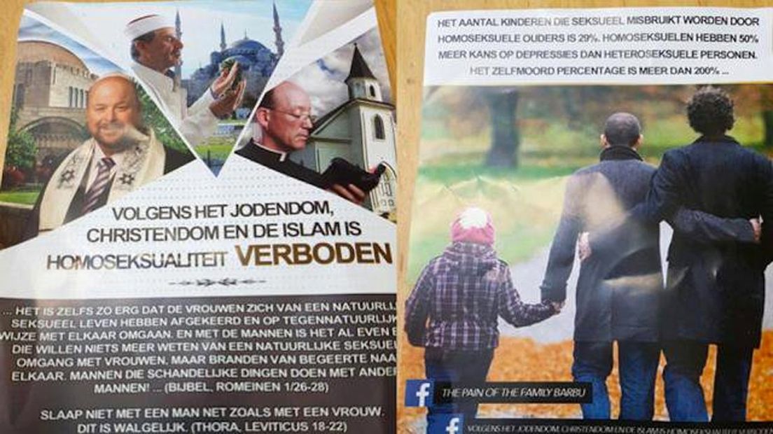 De flyer werd in 2016 in Amsterdam verspreid.