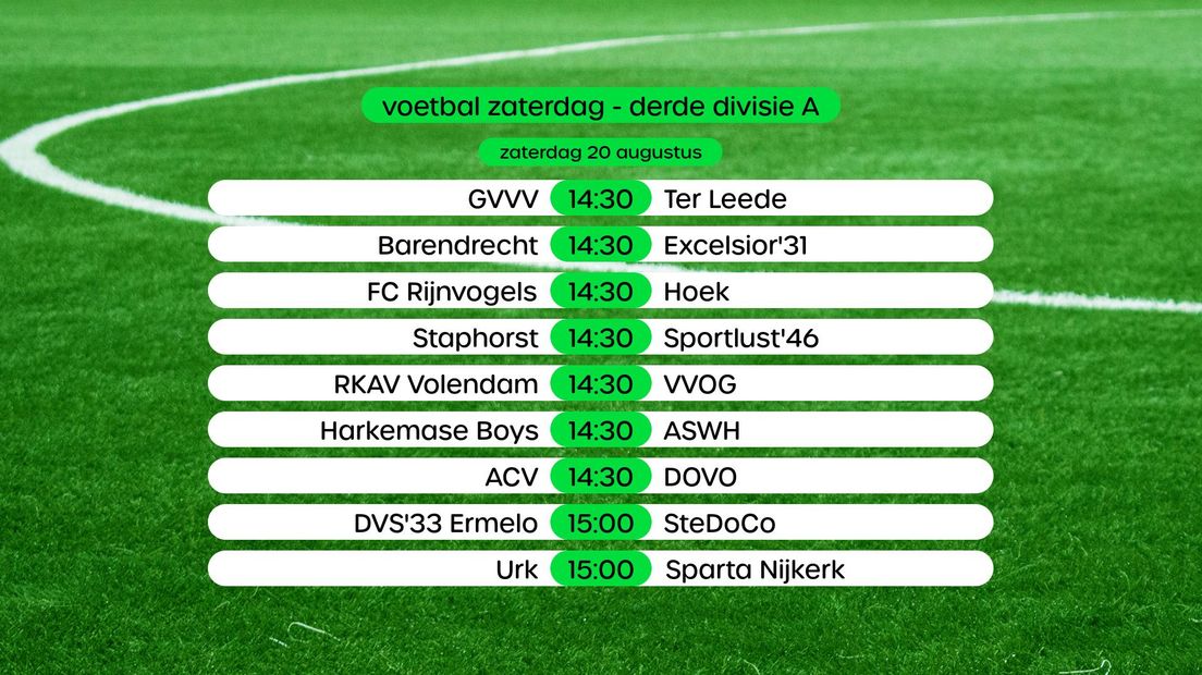 voetbal Derde Divisie A programma