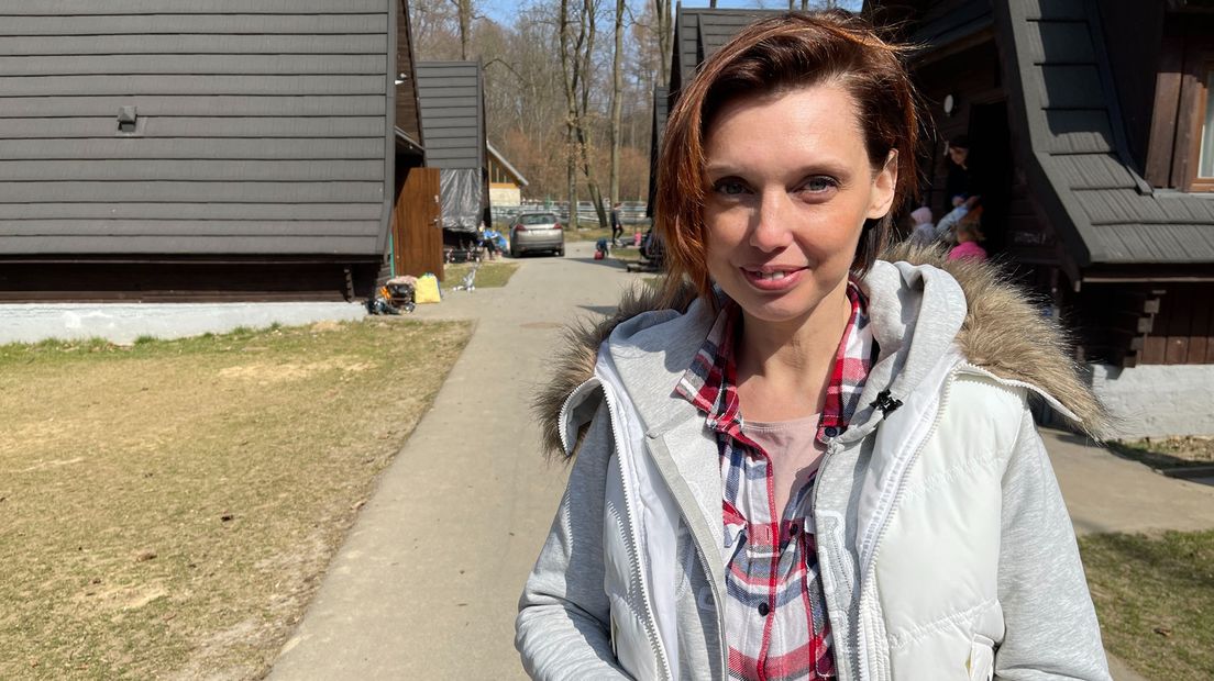 Tanja Kolisnyk bij de opvang in Korzkiew