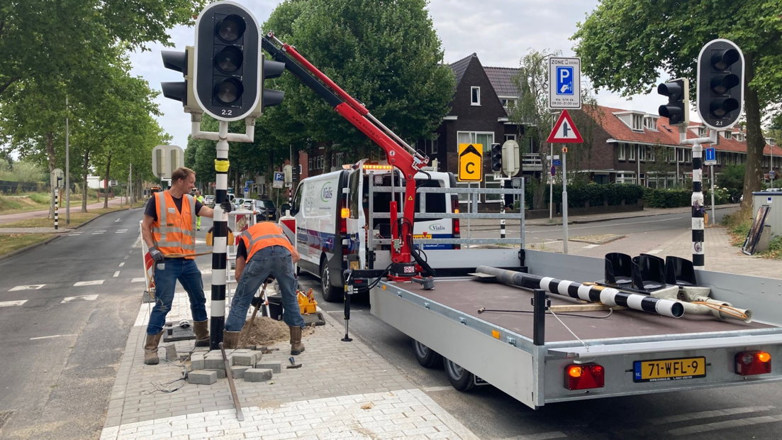 Werkzaamheden voor de Vuelta op de Blauwkapelseweg in Utrecht.